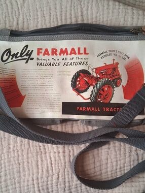 Red Print Canvas Unisex Tool Belt Style Bag.